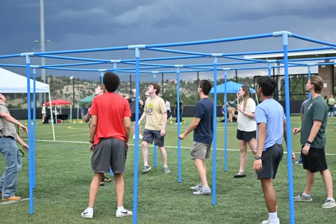 People at playground structure