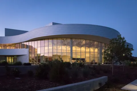 Ent Center for the Arts in the evening