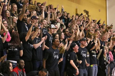 Students Cheering at a Sporting Event